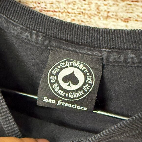 Vintage Thrasher Magazine Flame Logo Black Graphic Skate T-Shirt Unisex Small - Picture 6 of 10